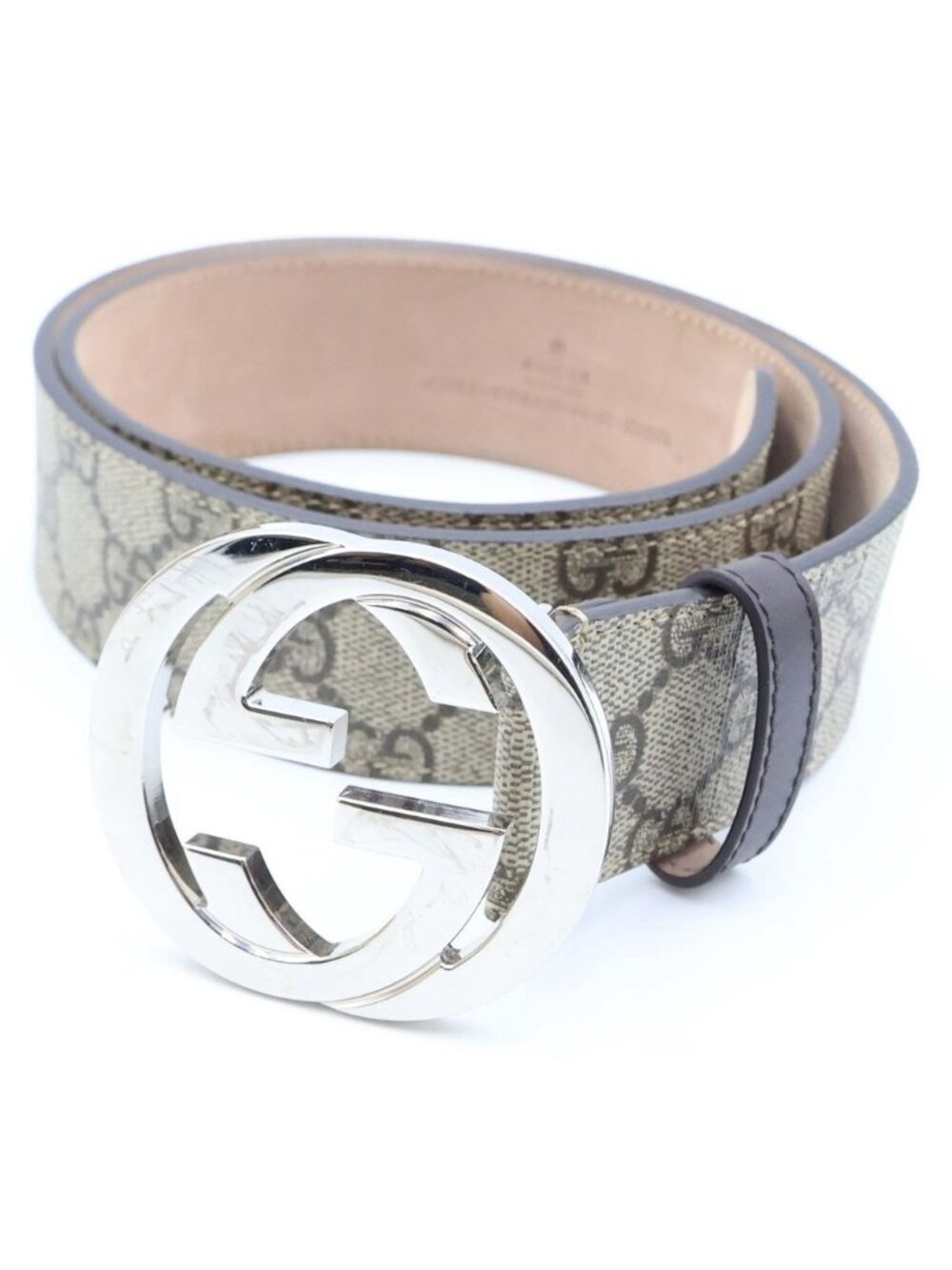 Gucci GG Supreme Interlocking G Belt Beige Leather